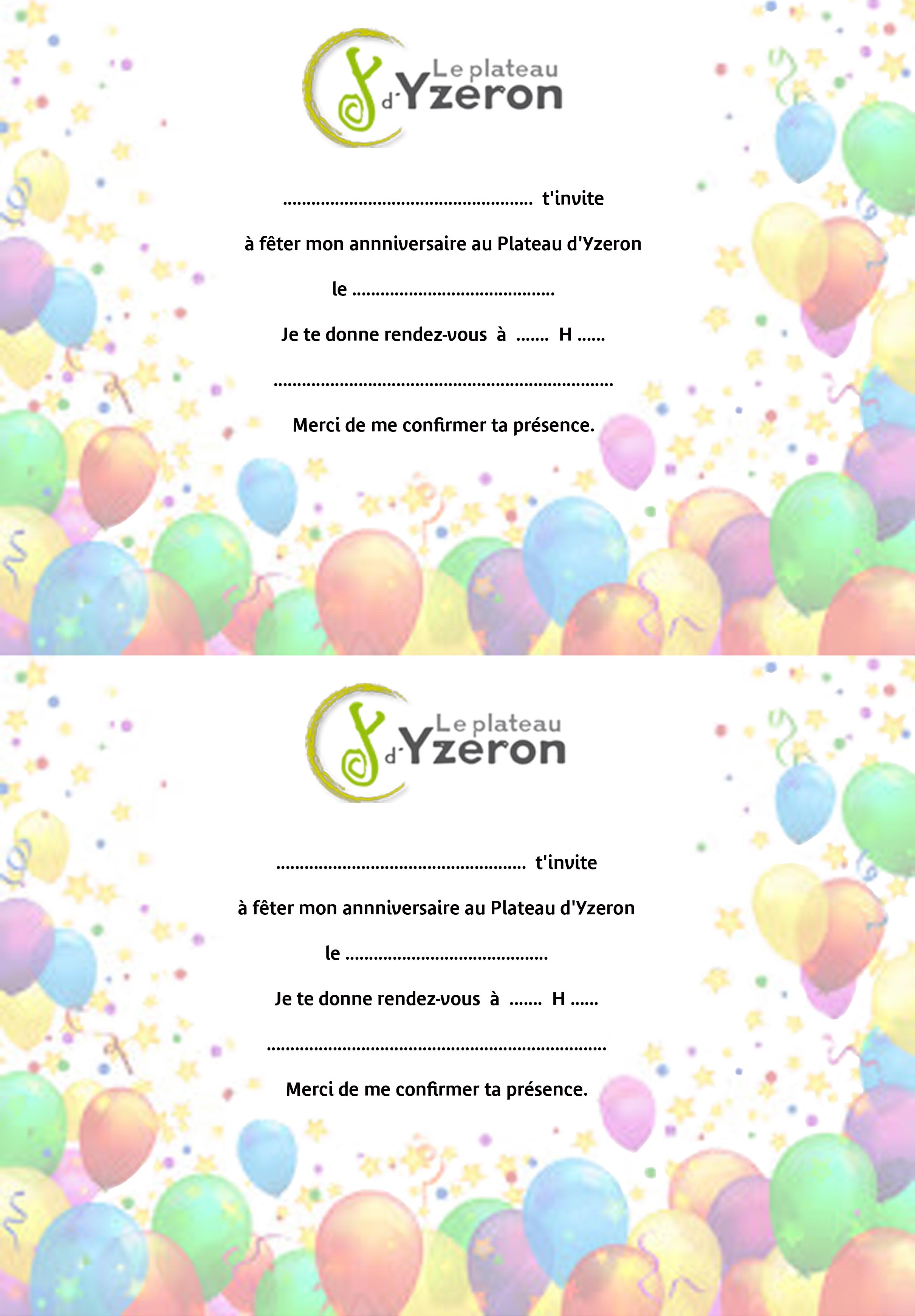 Carte d'invitation pour anniversaire